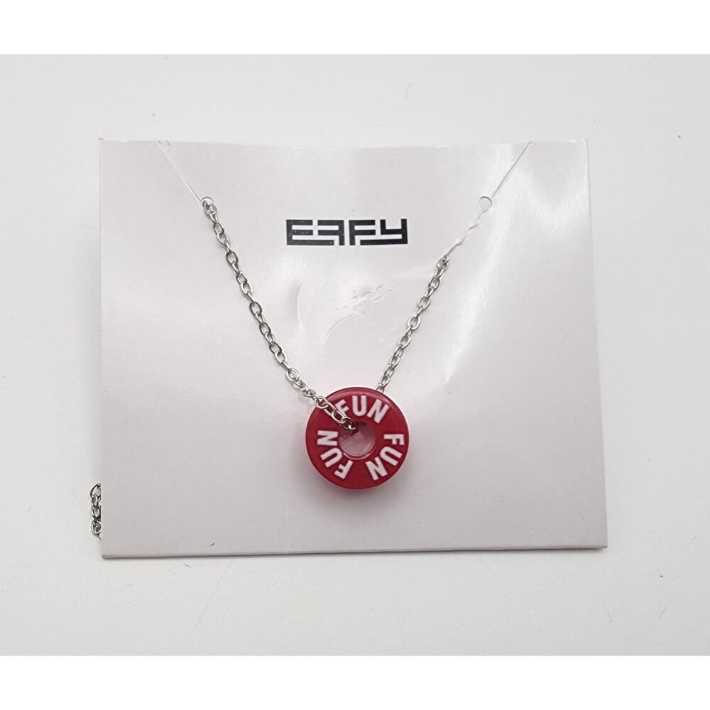 EFFY Carnival Cruise "FUN SHIP" Barrel Necklace Red w/ White Letters